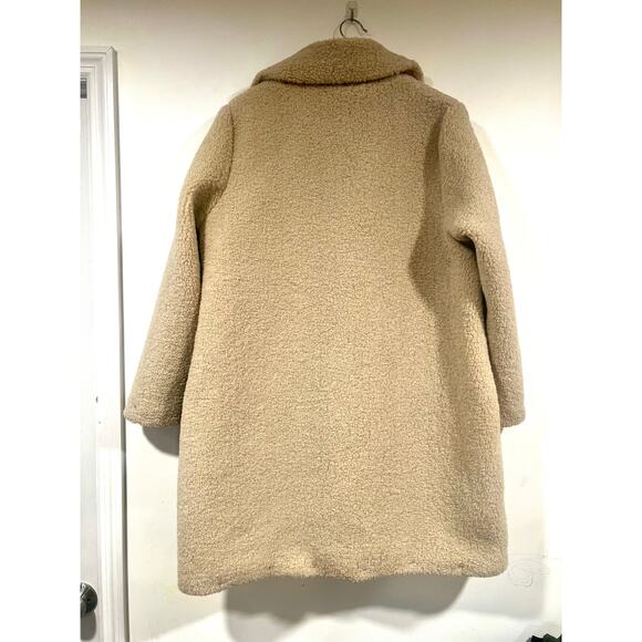New Look Curves Camel Cozy Teddy Sherpa Long Coat Plus Size 16 Winter Beige - Picture 5 of 7